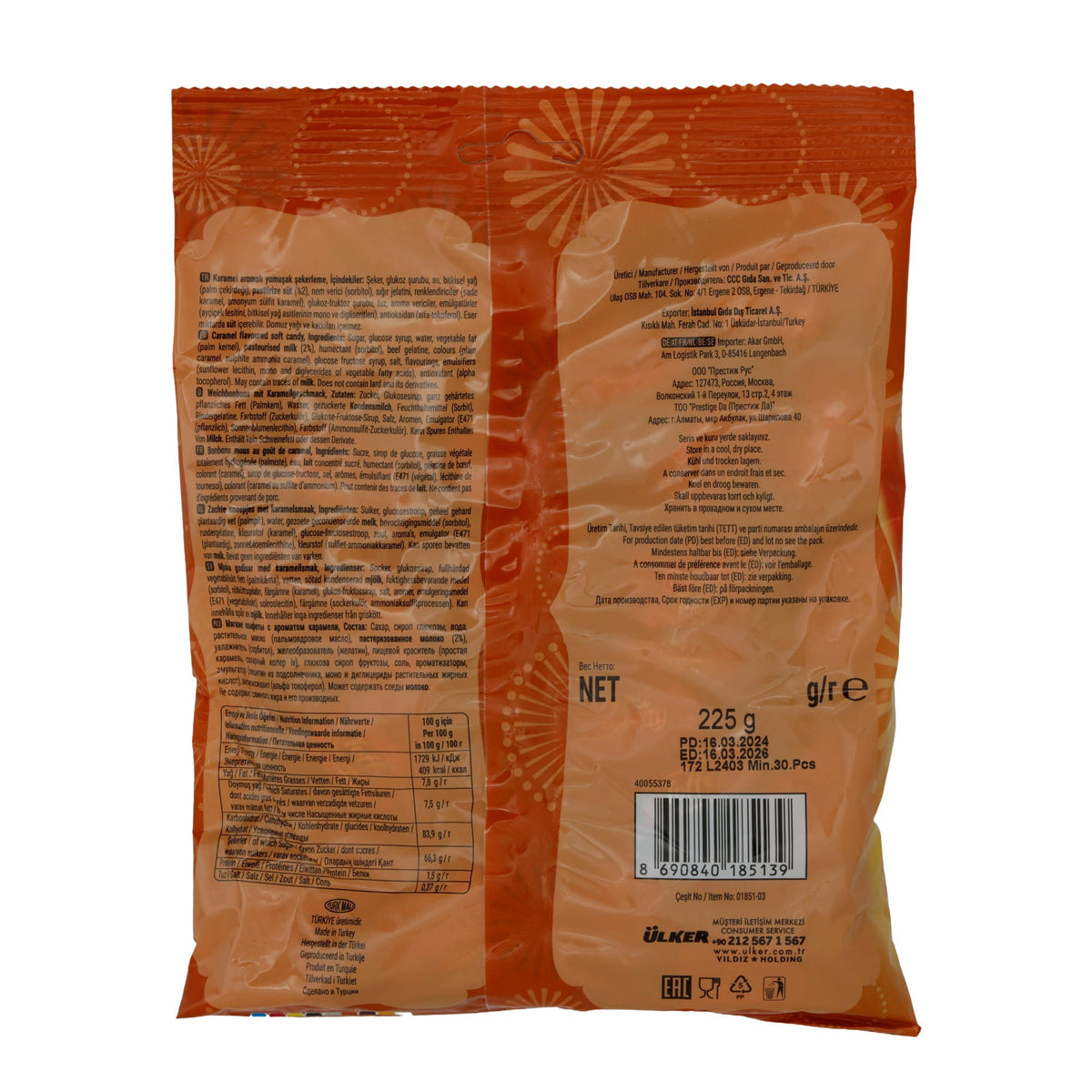 Toffee Ülker | Weichkaramell | mit Karamell-Geschmack | 225 g UELKER