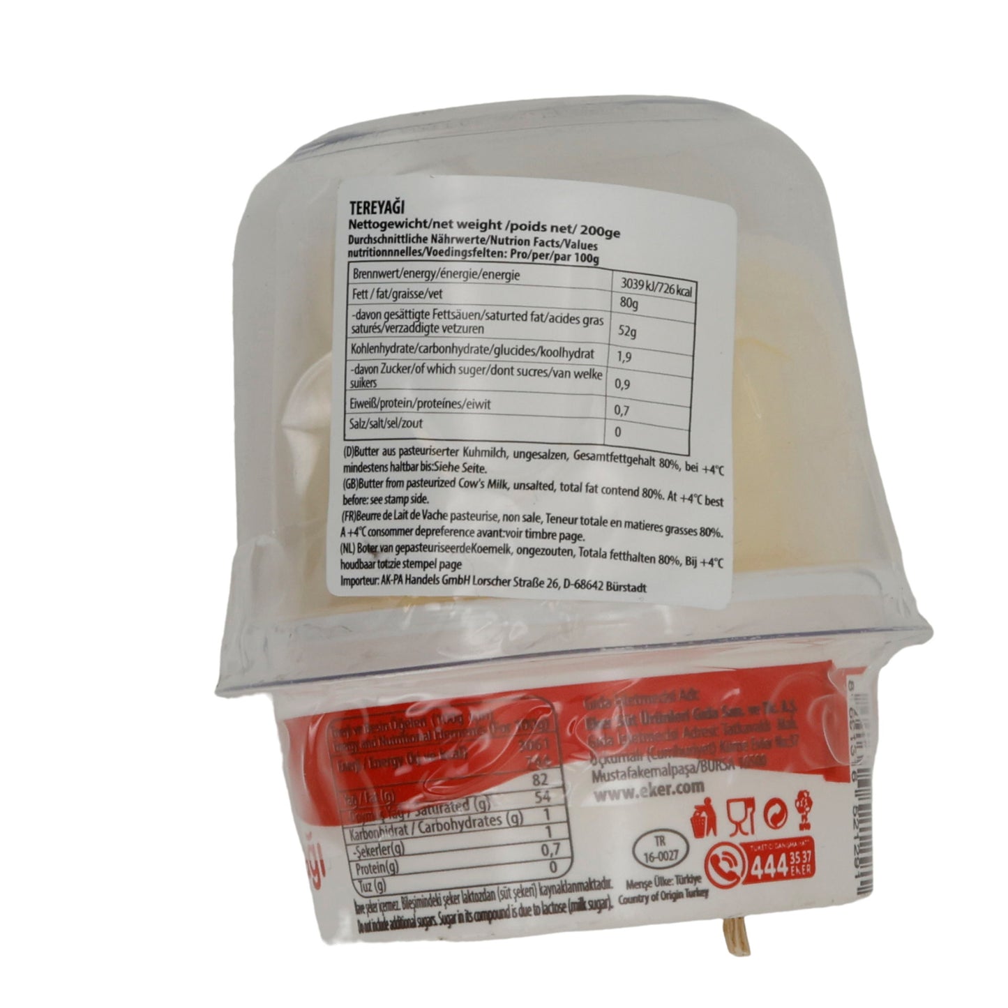 Butter Eker Tereyağı | Feine Butter | Pasteurisierte Kuhmilch | 200 g