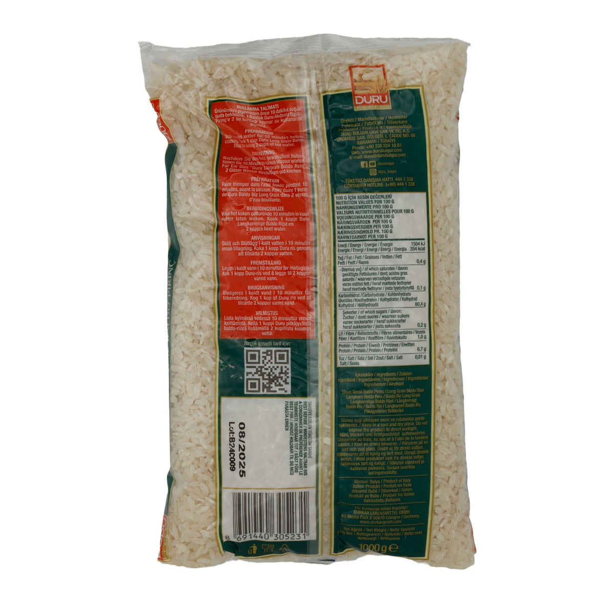 Reis Duru | Akdeniz Baldo Rice | Hochwertig, mediterran | 1 kg