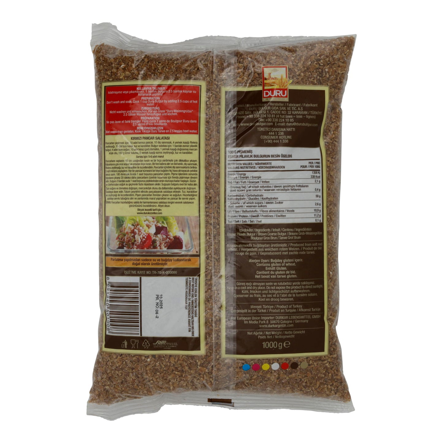Bulgur Duru | Brown Pilaf Bulgur | Coarse brown bulgur, for savory dishes | 1000 g