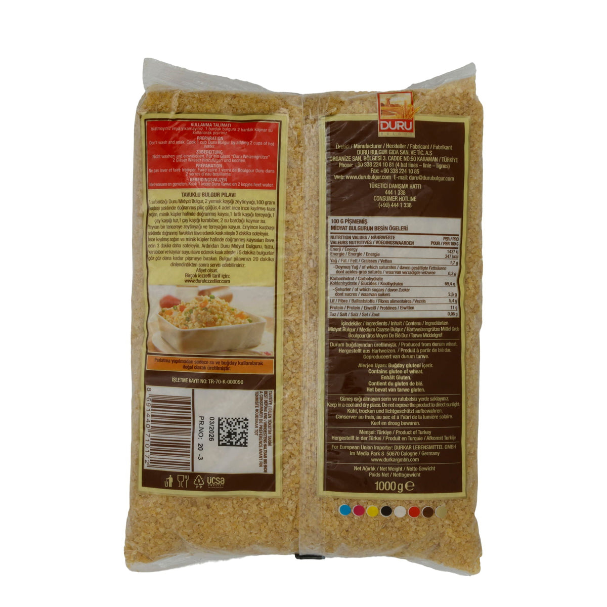 Bulgur Duru Midyat | Mittelgrober Bulgur | Für herzhafte Gerichte | 1000 g DURU
