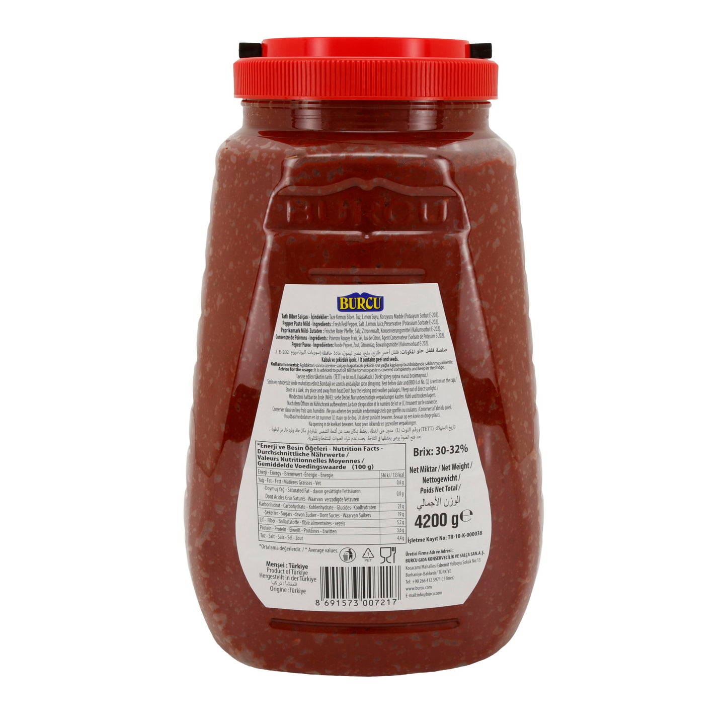 Paprikamark Burcu | Paprika-Paste MILD mit mind. 30% | 4,2 kg