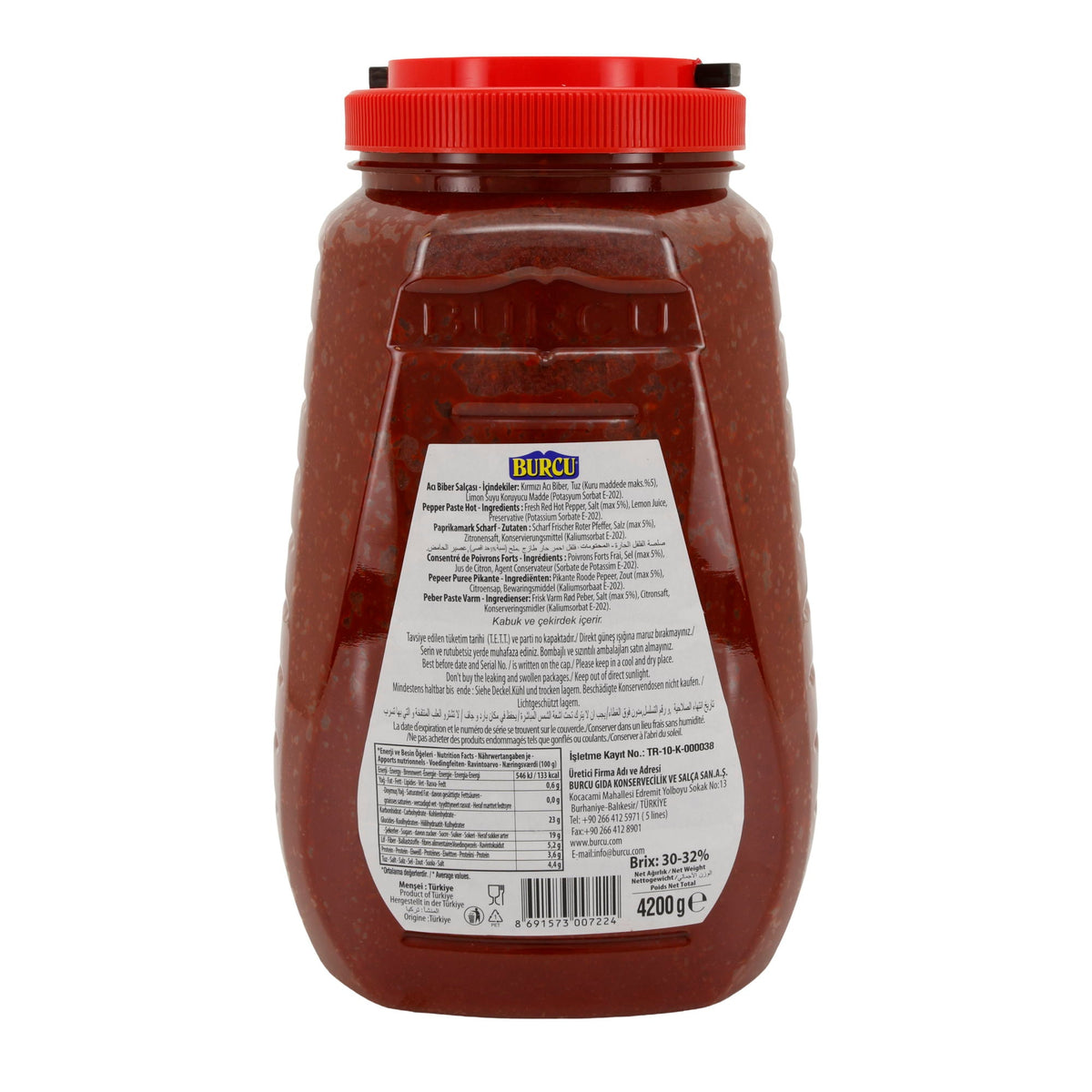 Paprikamark Burcu | Paprika-Paste SCHARF mit mind. 30% | 4,2 kg BURCU