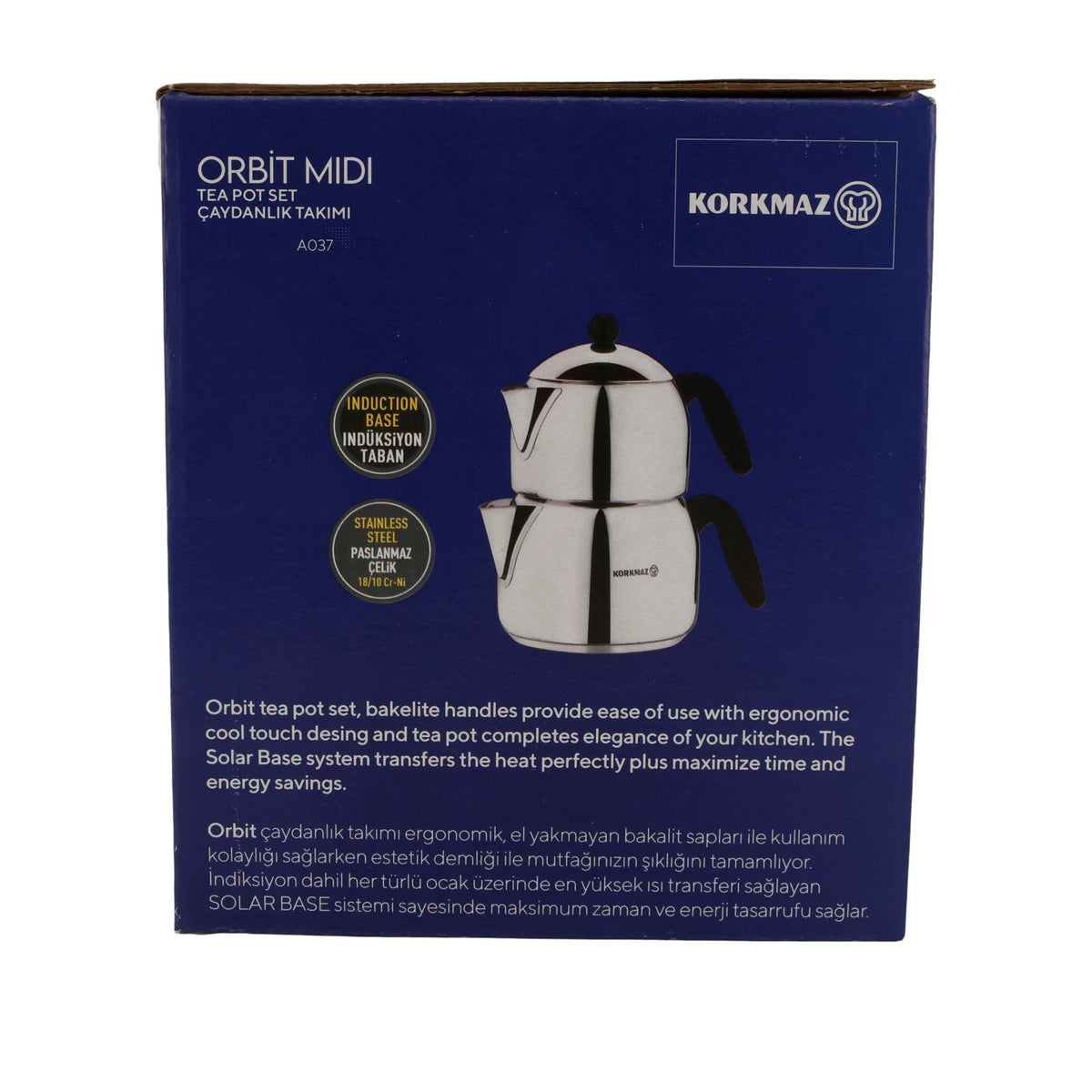 Korkmaz Orbit Midi Teekannen-Set – 3-teilig (0,7 L & 1,4 L) Edelstahl 18/10 Korkmaz