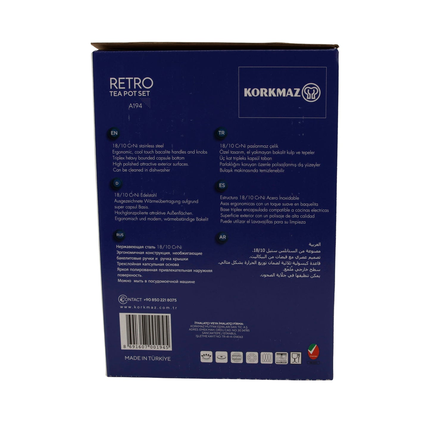 Korkmaz Retro Teekannen-Set A194 – 4-teilig (1,1 L & 2,5 L)