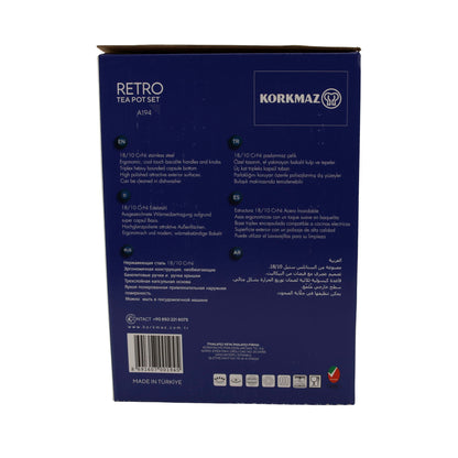Korkmaz Retro Teekannen-Set A194 – 4-teilig (1,1 L & 2,5 L)