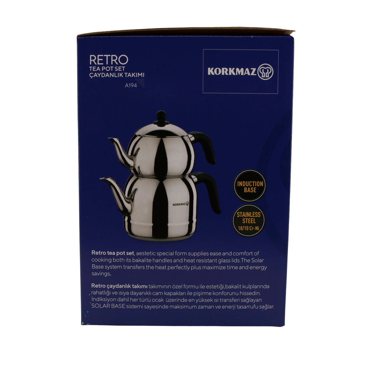 Korkmaz Retro Teekannen-Set A194 – 4-teilig (1,1 L & 2,5 L) Korkmaz