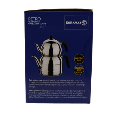 Korkmaz Retro Teekannen-Set A194 – 4-teilig (1,1 L & 2,5 L)