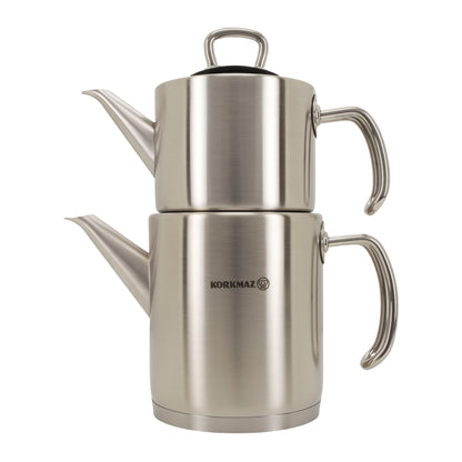 Korkmaz Proline Edelstahl Çaydanlık Teekanne Set – 2-teilig (1,2 L + 1,8 L) – Teekocher Induktion