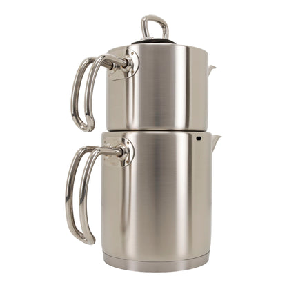Korkmaz Proline Edelstahl Çaydanlık Teekanne Set – 2-teilig (1,2 L + 1,8 L) – Teekocher Induktion