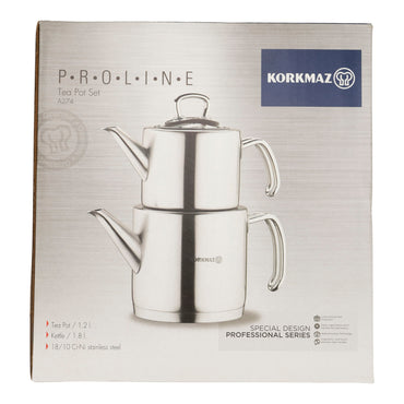 Korkmaz Proline Edelstahl Çaydanlık Teekanne Set – 2-teilig (1,2 L + 1,8 L) – Teekocher Induktion