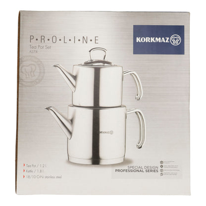 Korkmaz Proline Edelstahl Çaydanlık Teekanne Set – 2-teilig (1,2 L + 1,8 L) – Teekocher Induktion