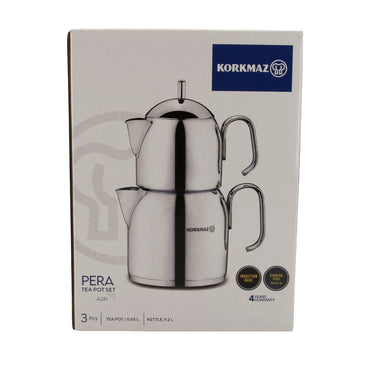 Korkmaz Pera Teekannen-Set A281 – 3-teilig, Edelstahl, induktionsgeeignet Korkmaz
