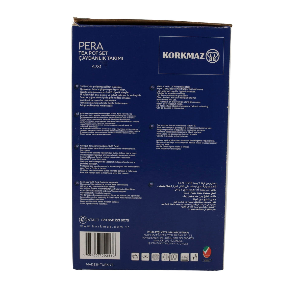 Korkmaz Pera Teekannen-Set A281 – 3-teilig, Edelstahl, induktionsgeeignet Korkmaz