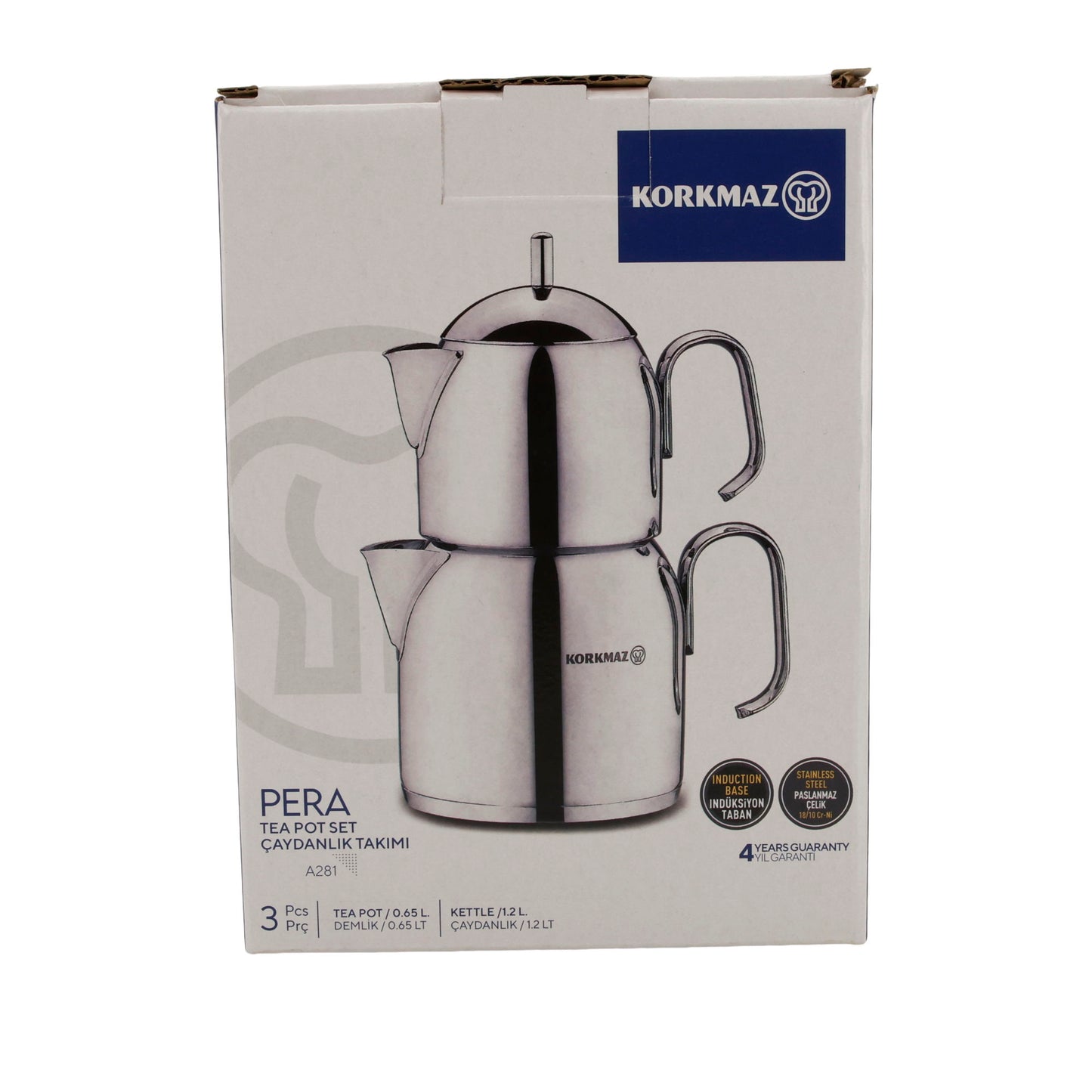 Korkmaz Pera Teekannen-Set A281 – 3-teilig, Edelstahl, induktionsgeeignet