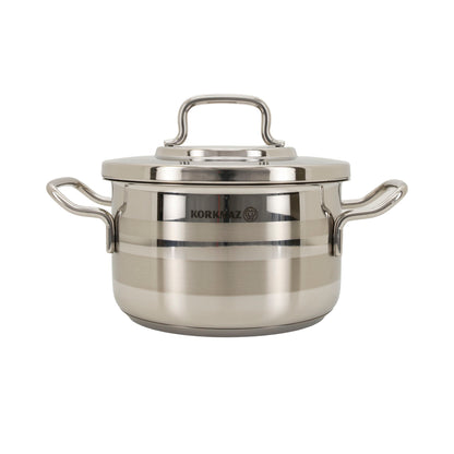 Korkmaz Astra 2 Edelstahl Kochtopf – 18 cm / 2,6 Liter – Topf mit Deckel, Induktionsgeeignet