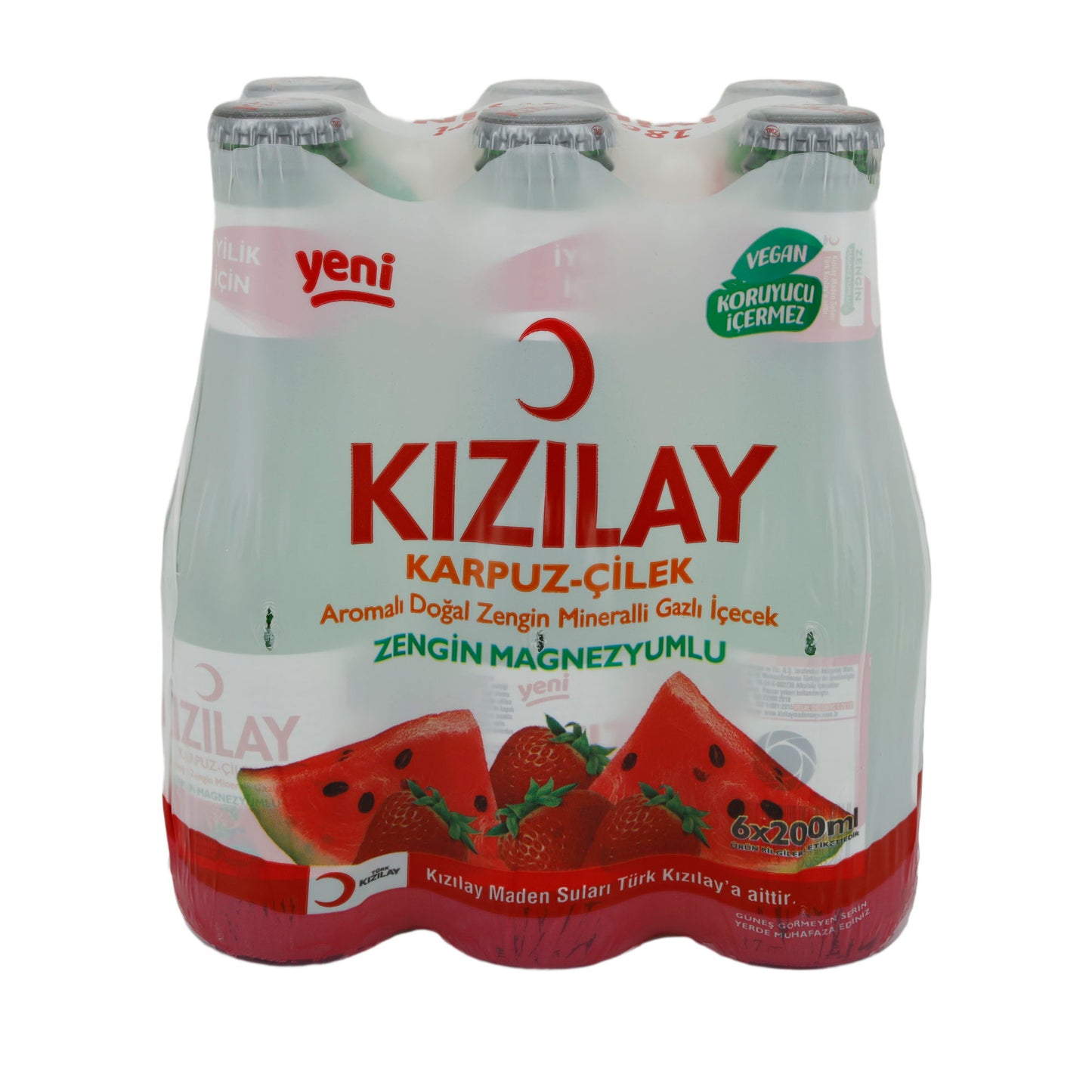 Mineralwasser Kızılay | Wassermelone-Erdbeere | Aromatisiert, natürlich | 6 x 200 ml