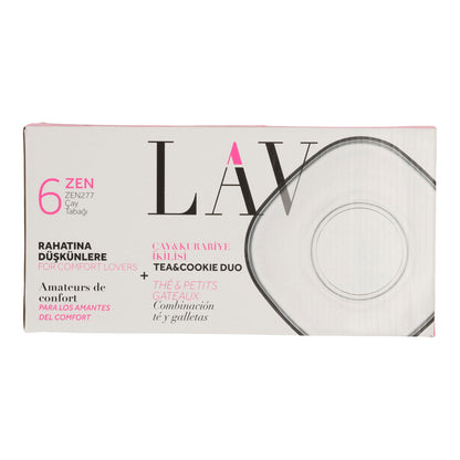 LAV Zen Teeteller 6er Set – Glas Untertassen für Tee & Kekse – Ø 13,9 cm