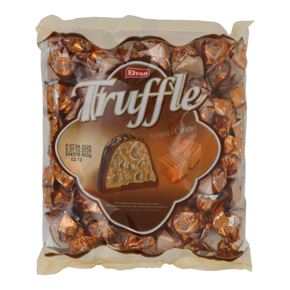 Milchschokolade Elvan Truffle Karamell | Schokolade | mit Karamellfüllung und Puffreis | 800 g Beutel