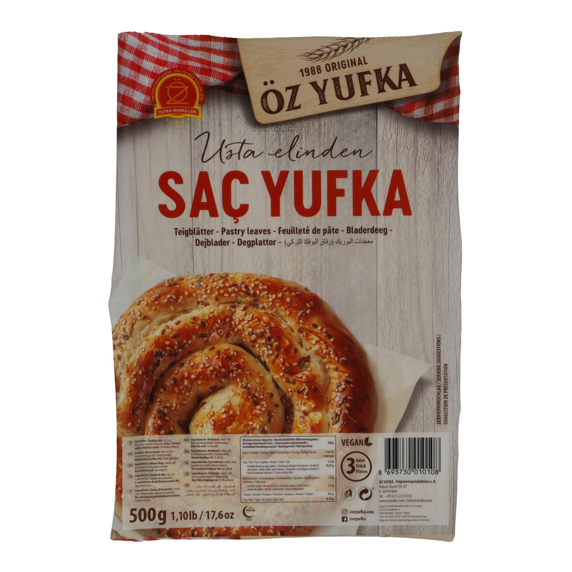 Teigblätter Öz Yufka Saç Yufka | Traditionell | Für Börek und Gözleme | 500 g OEZ YUFKA