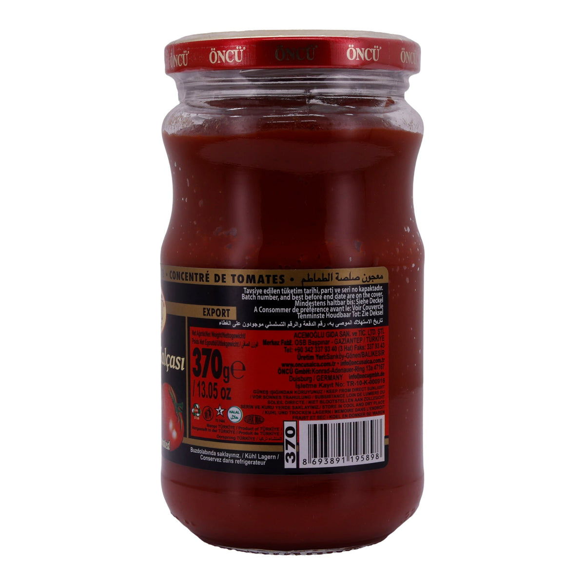 Tomatenmark ÖNCÜ | Tomatenmark | Doppelt konzentriertes Tomatenpüree | 370 g Glas ÖNCÜ