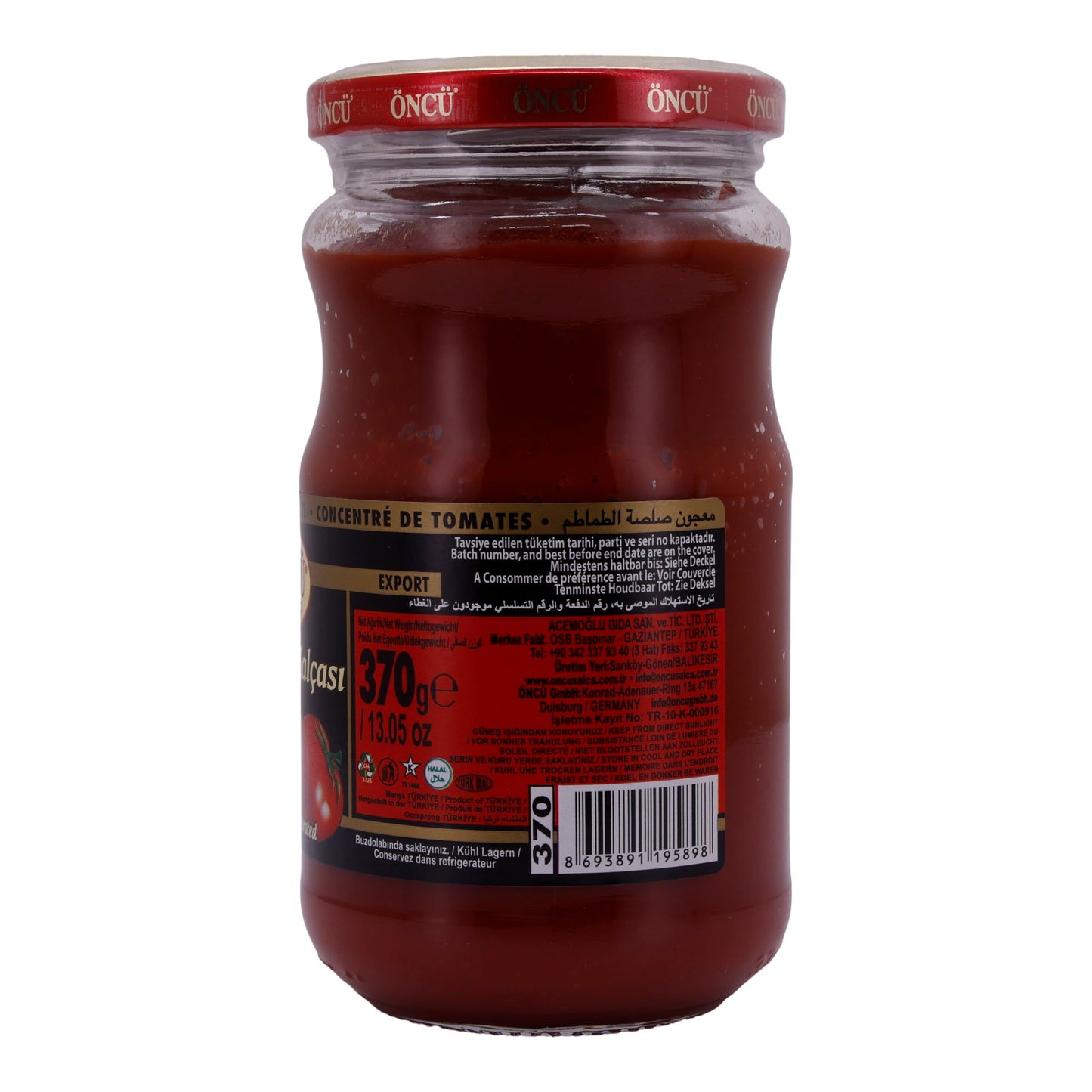 Tomatenmark ÖNCÜ | Tomatenmark | Doppelt konzentriertes Tomatenpüree | 370 g Glas