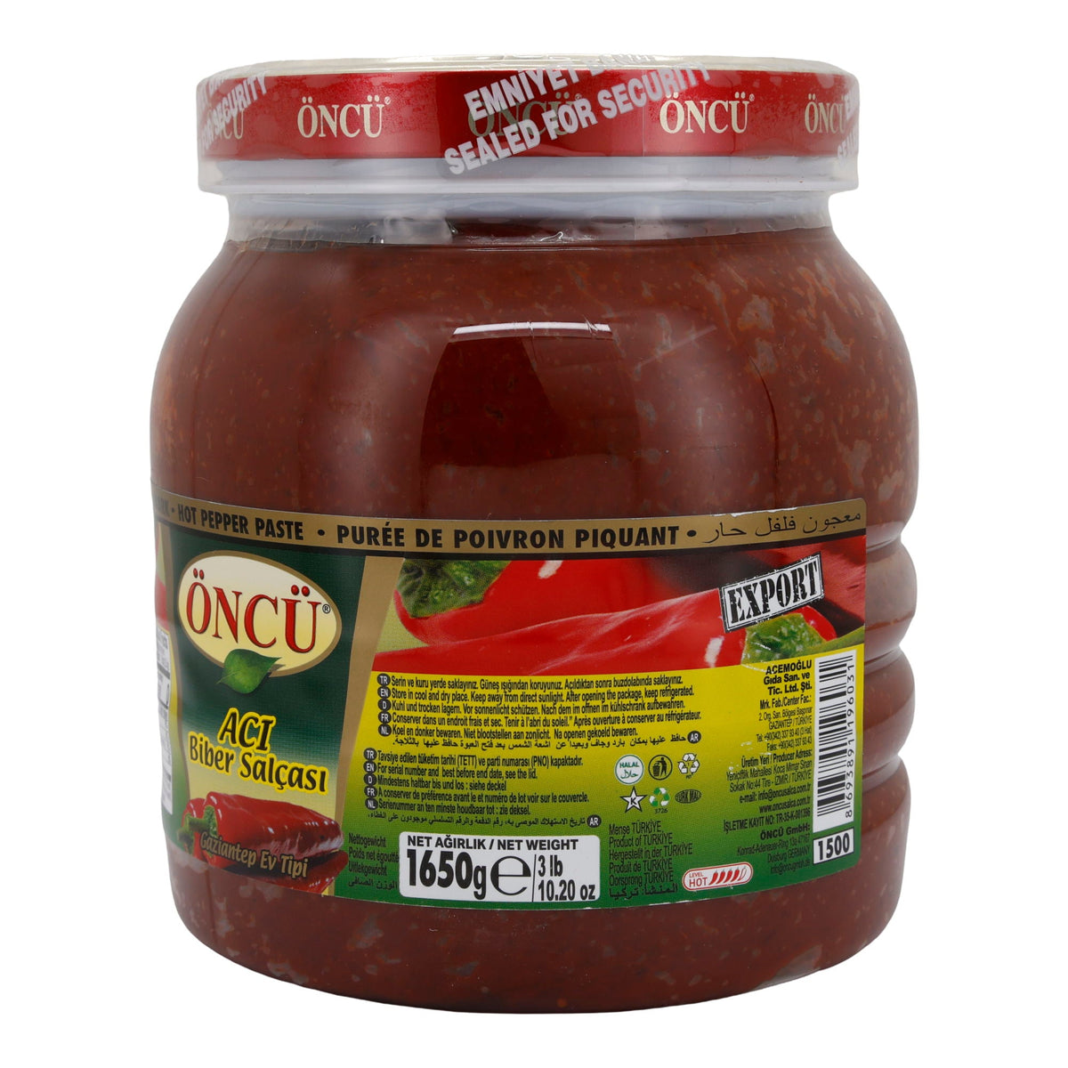 Paprikapaste Öncu | Acı Biber Salçası | Scharf, Gaziantep Hausstil | 1650 g ÖNCÜ