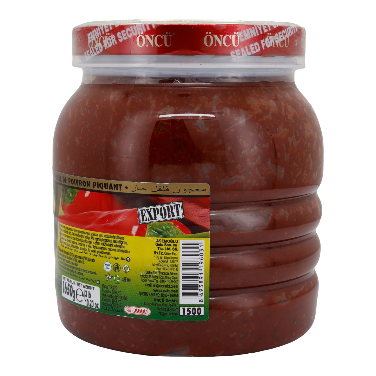 Paprikapasta Öncu | Acı Biber Salçası | Pittig, Gaziantep Huisstijl | 1650 g