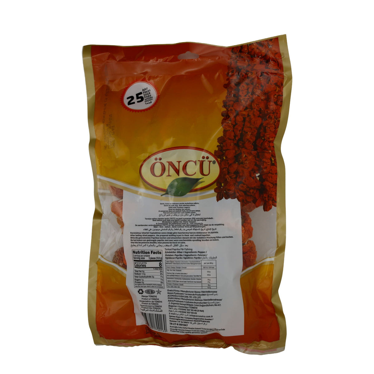 Getrocknete Paprika Öncü | 25 Stück | Für gefüllte Dolma-Gerichte ÖNCÜ