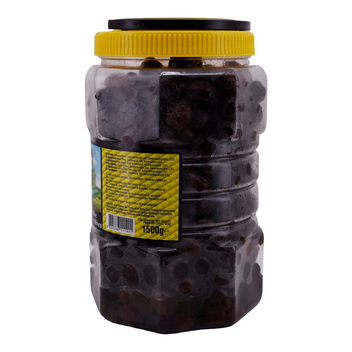 Oliven Bağcı | Schwarze Oliven mit Kern | Edle Gemlik Sorte | 1 kg BAGCI