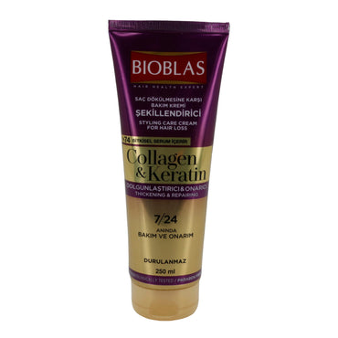 Styling Pflegecreme Bioblas Collagen & Keratin | Haarpflege für Volumen, Glanz und Geschmeidigkeit | 250 ml BIOBLAS