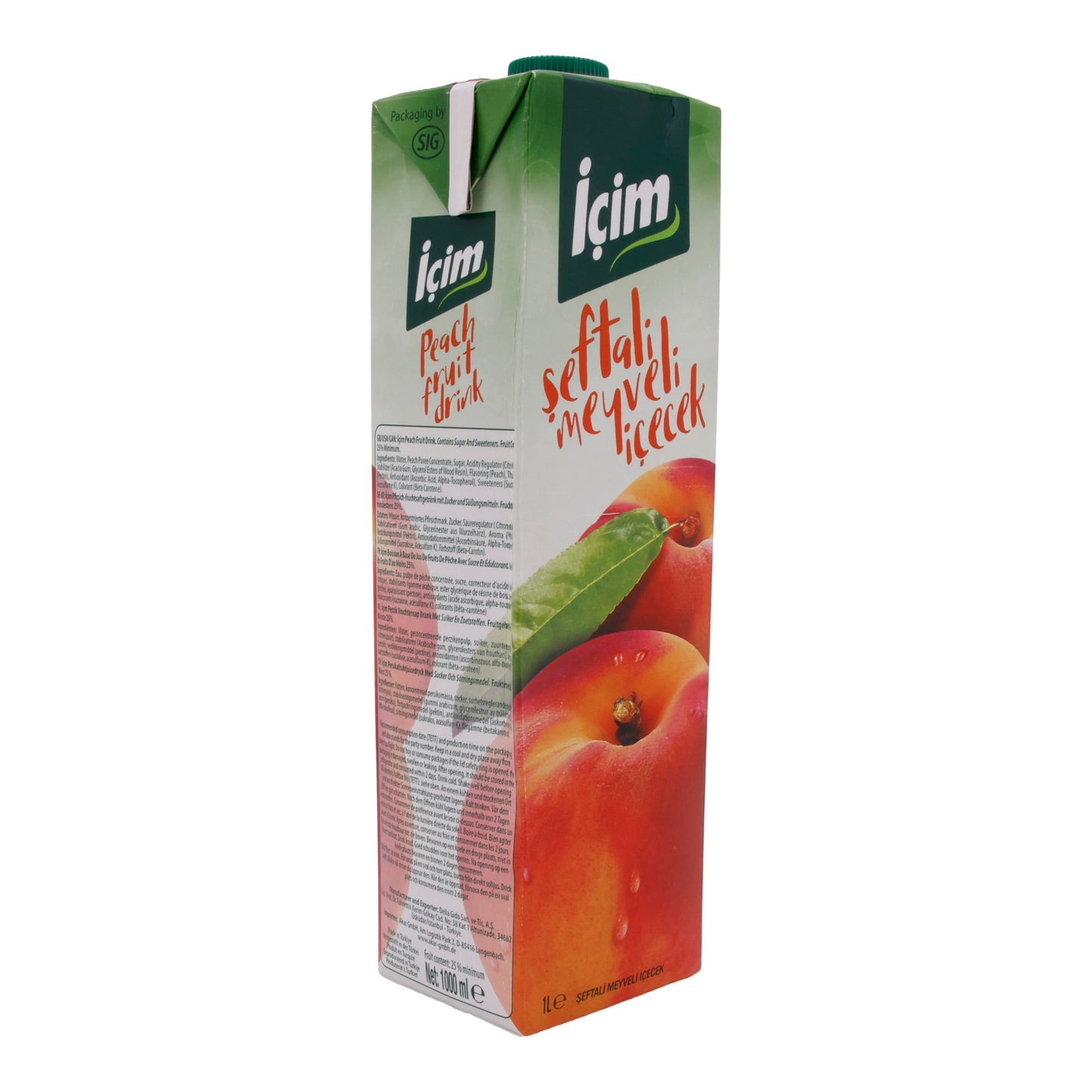 Fruchtgetränk İçim | Pfirsich-Fruchtgetränk | Erfrischend, sonnengereifte Pfirsiche | 1 L