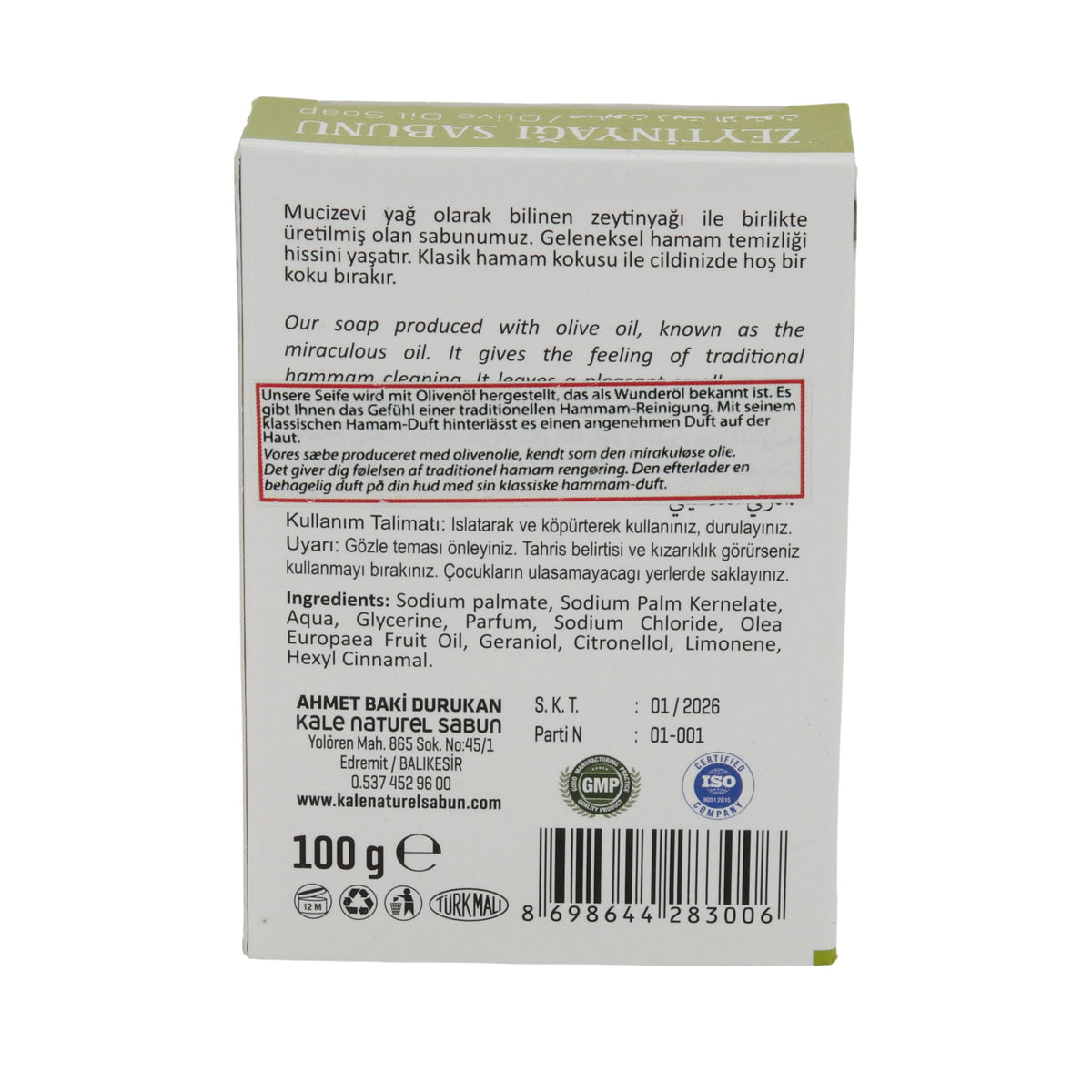 Seife Purlavie | Olivenölseife | Spendet Feuchtigkeit | 100 g PURLAVIE