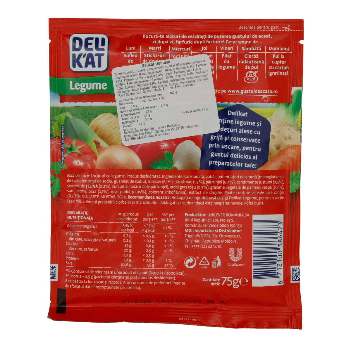 Gemüse Delikat Legume | trocken | für Säfte, Eintöpfe und mehr | 75 g