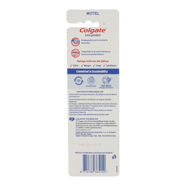 Colgate Extra Gründlich Zahnbürsten Mittel mit Zungenreiniger | 3 Stück