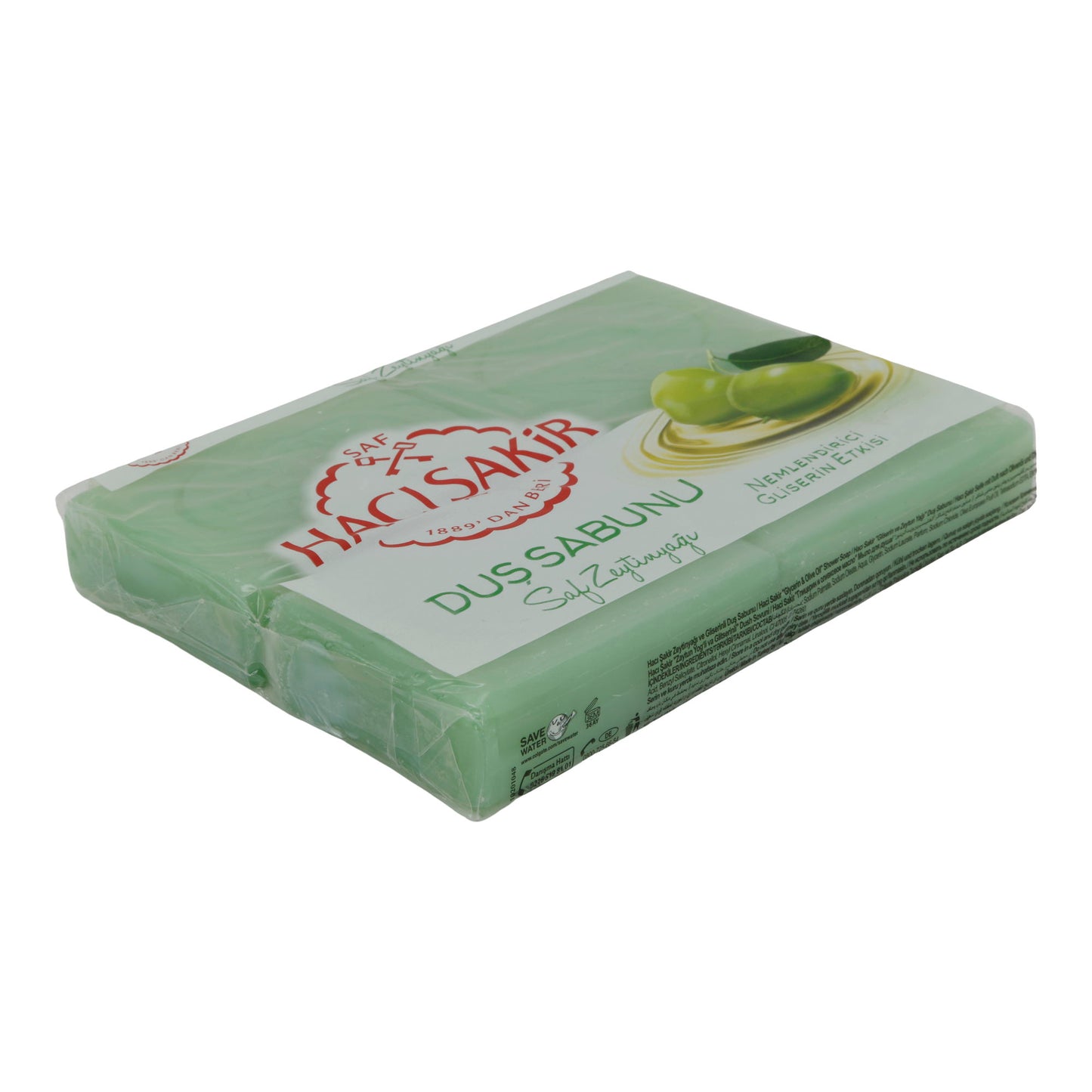 Savon de douche à l'huile d'olive Haci Şakir | Savon de soin | Traditionnel avec glycérine | 4x125 g (500 g)
