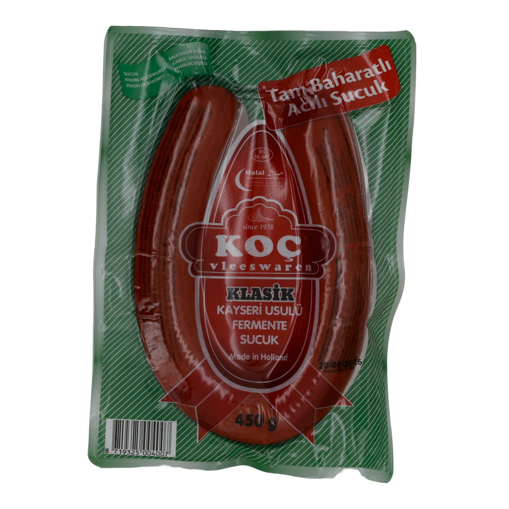 Sucuk Koç Vleeswaren | Klasik Kayseri Usulü | Fermentierte Knoblauchwurst | 450 g KOC