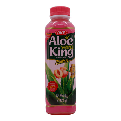 Boisson Aloe Vera OKF | Aloe Vera King Premium Pêche | Rafraîchissant, saveur pêche | 500 ml