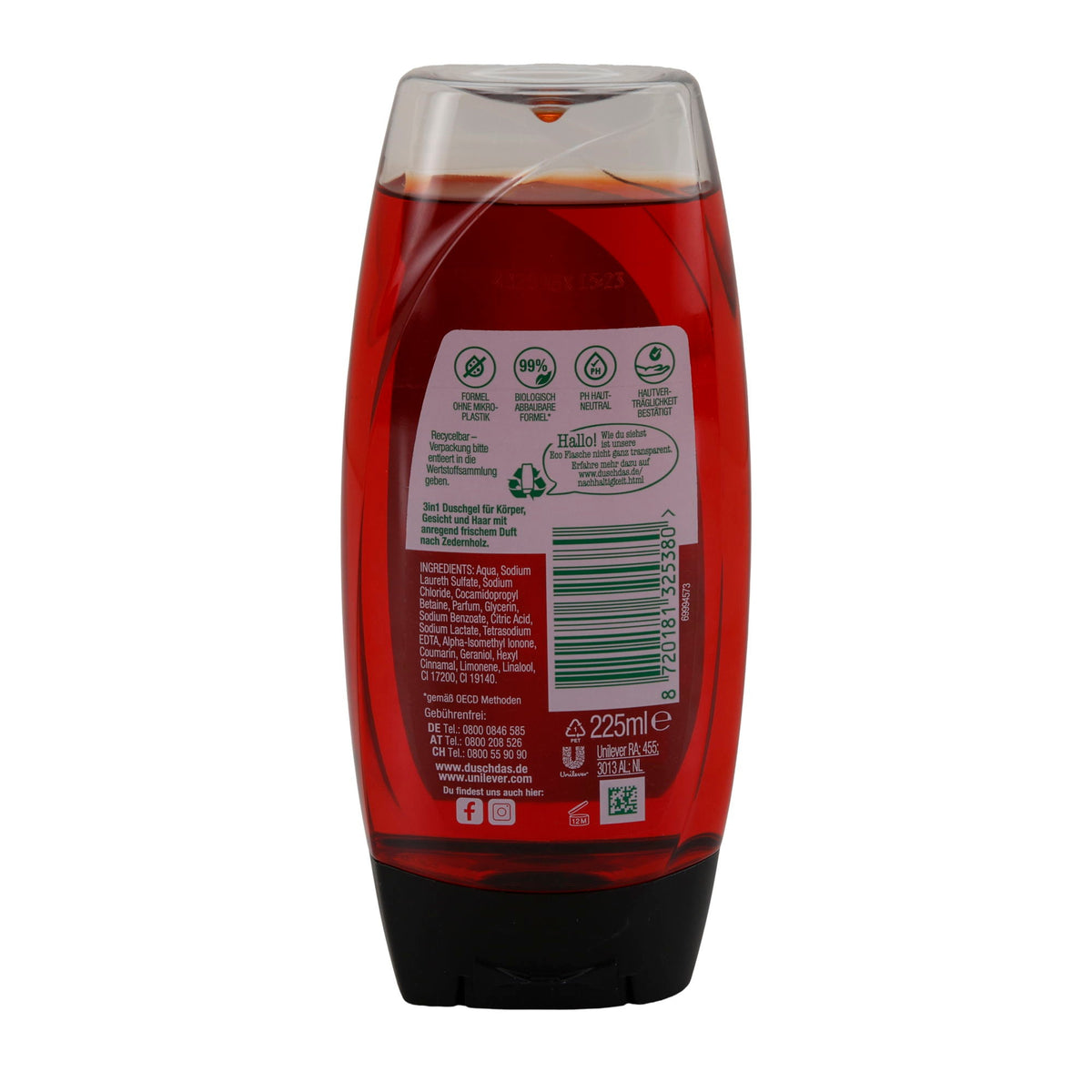 duschdas Noire 3in1 Duschgel | Für Körper, Gesicht & Haar | 225 ml | 12h Duft | 0 % Mikroplastik | Hautverträglich - Taste Your World