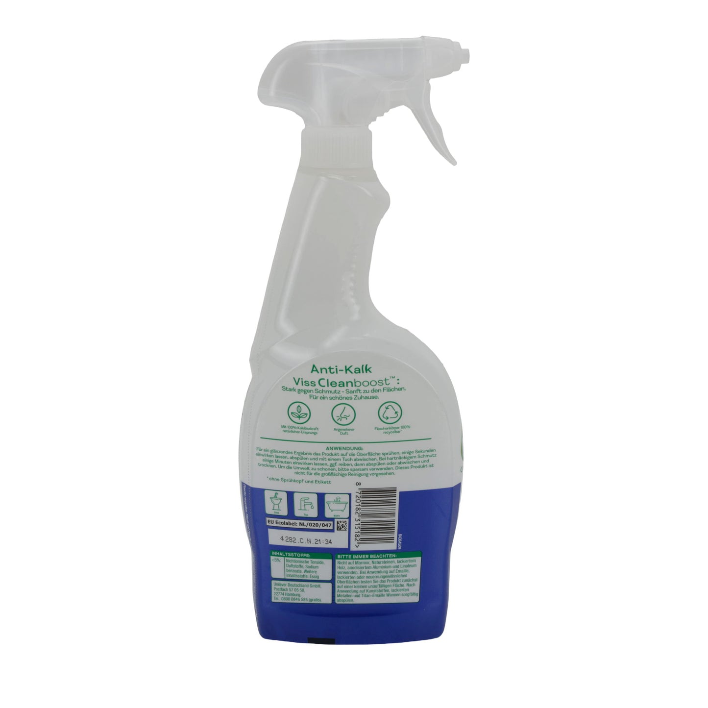 Viss Cleanboost Bad + Dusche Anti-Kalk | Kalkreiniger für Dusche, Bad & Armaturen | 750 ml | Kraftvoll & schonend | Mit EU Ecolabel