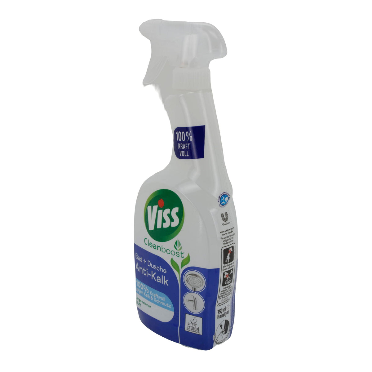 Viss Cleanboost Bad + Dusche Anti-Kalk | Kalkreiniger für Dusche, Bad & Armaturen | 750 ml | Kraftvoll & schonend | Mit EU Ecolabel VISS