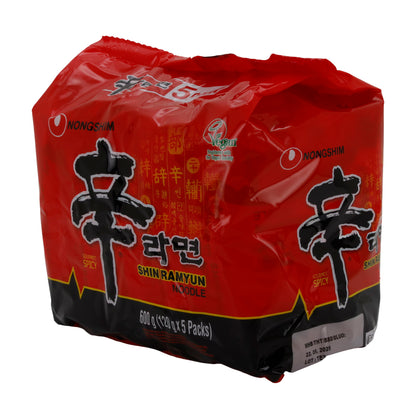 Shin Ramyun Nongshim | Instant Noodle Soup | Spicy with Beef Flavor | 600 g (5 x 120 g)
