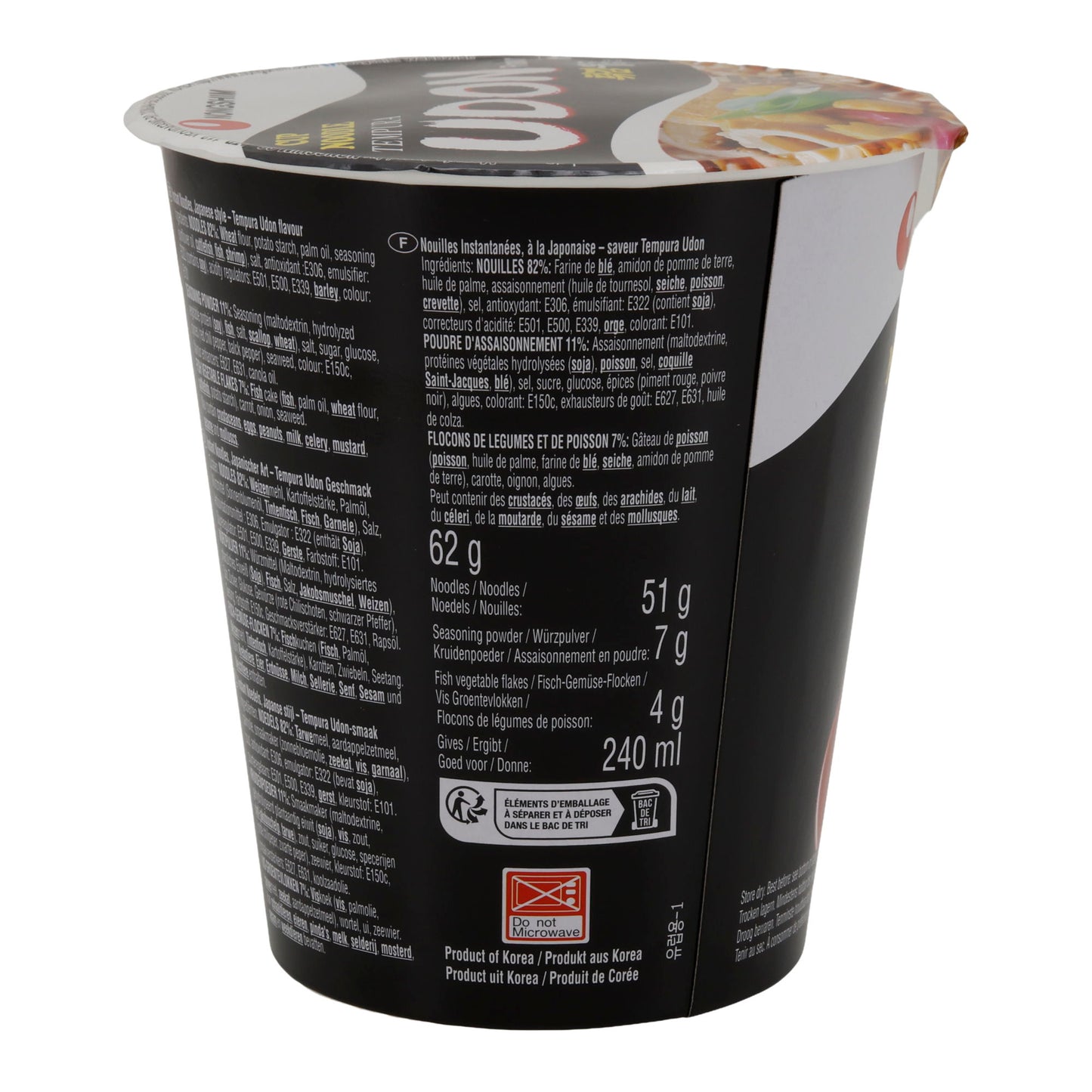 Tempura Udon Nongshim | Instant-Nudelcup | Japanisch mit Fischflocken | 62 g