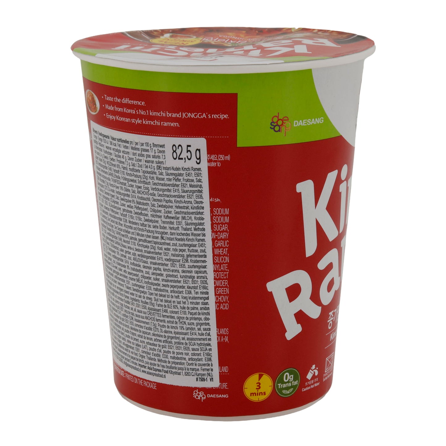 Soupe de nouilles ramen au kimchi Jongga | Saveur Kimchi | Nouilles instantanées | Coupe de 82,5 g