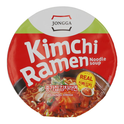 Soupe de nouilles ramen au kimchi Jongga | Saveur Kimchi | Nouilles instantanées | Coupe de 82,5 g
