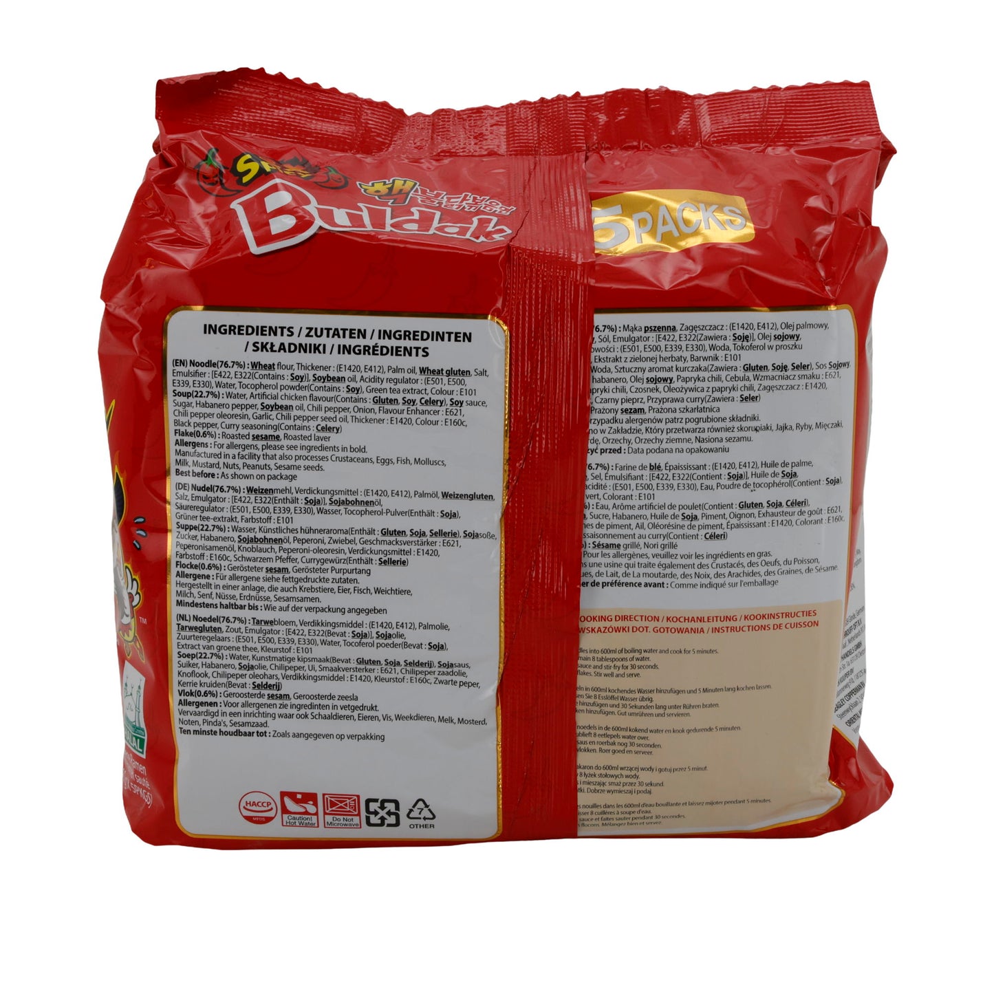 Ramen Saveur Poulet Épicé Samyang Buldak | Nouilles Instantanées | 2x Épicé, 5x140 g
