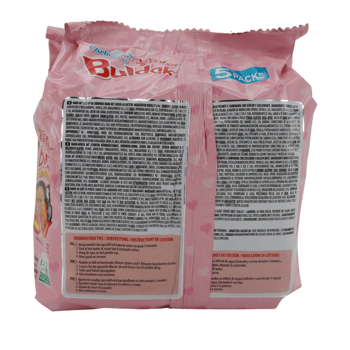 Buldak Carbonara Ramen Samyang | Instant-Nudeln | Scharf mit Carbonara-Geschmack | 5er-Pack