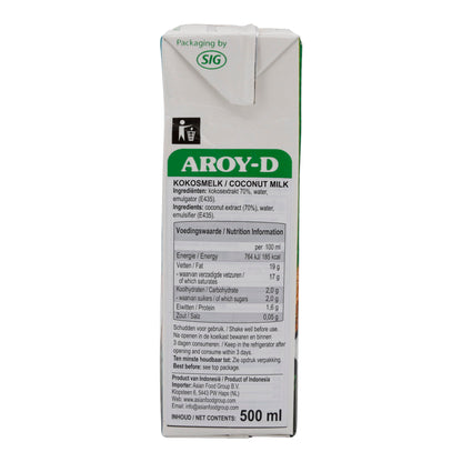 Kokosmelk Aroy-D | Romig, voor curry's, soepen & desserts | 500 ml