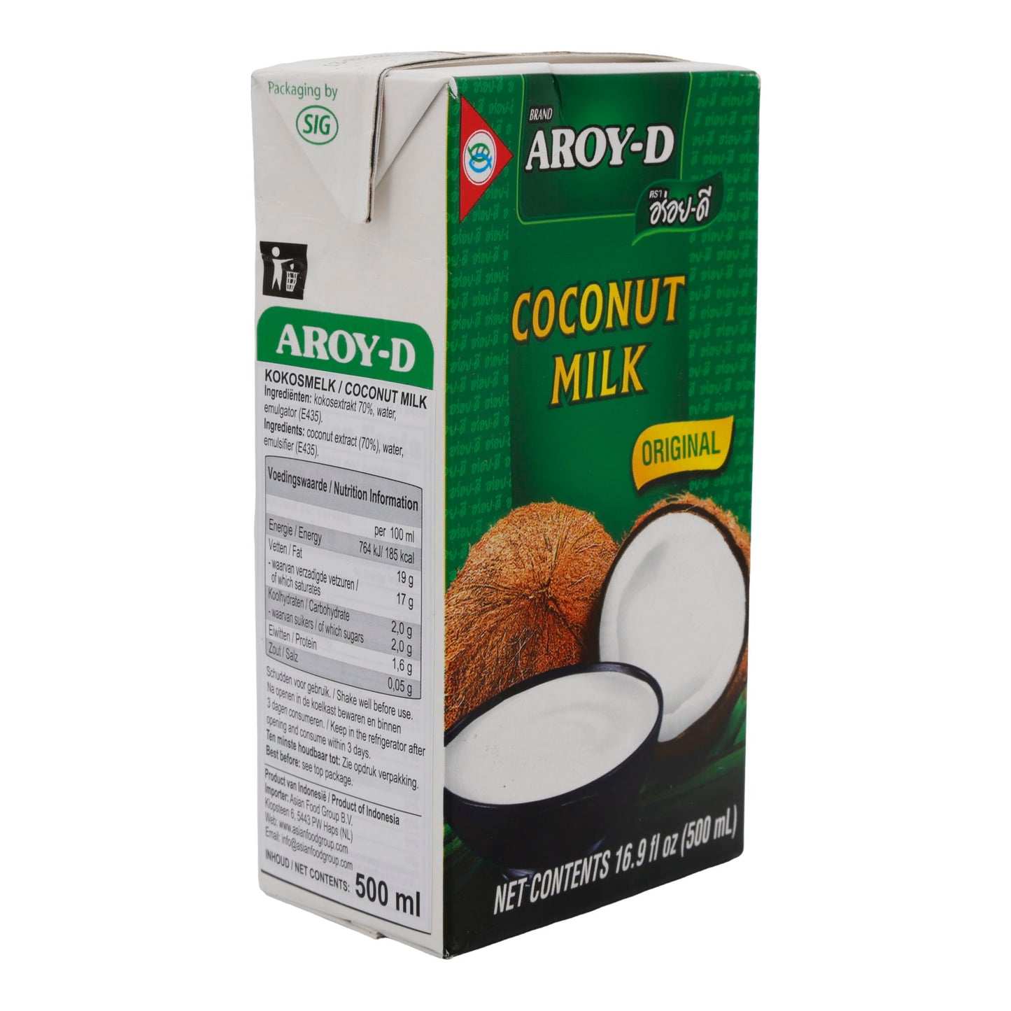 Kokosmelk Aroy-D | Romig, voor curry's, soepen & desserts | 500 ml