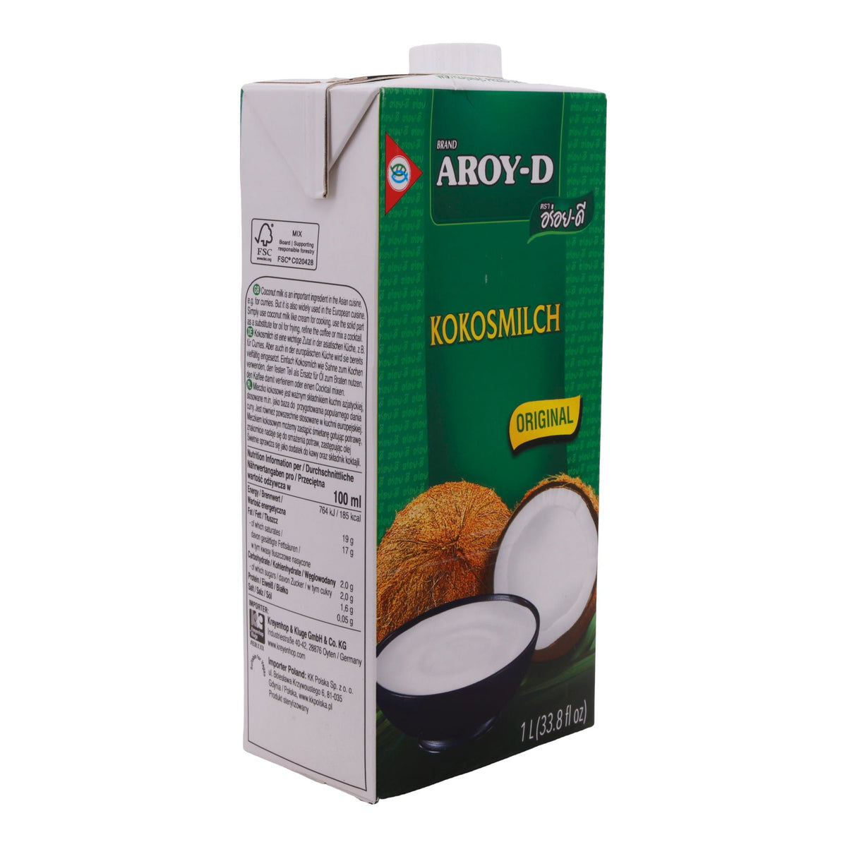 Kokosmilch Aroy-D | Original | 70 % Kokosextrakt, authentisch | 1 L AROY-D